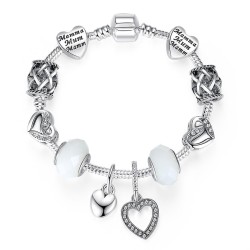 Crystal Charm Silver Bracelet